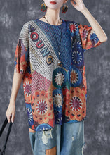 Load image into Gallery viewer, French Blue Oversized Print Knit Top Summer