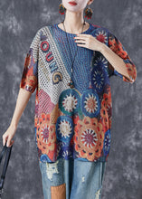 Load image into Gallery viewer, French Blue Oversized Print Knit Top Summer