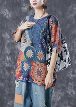 Load image into Gallery viewer, French Blue Oversized Print Knit Top Summer