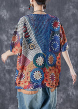 Load image into Gallery viewer, French Blue Oversized Print Knit Top Summer