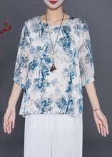 Load image into Gallery viewer, French Blue Oversized Tie Dye Silk Shirt Half Sleeve