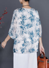 Load image into Gallery viewer, French Blue Oversized Tie Dye Silk Shirt Half Sleeve