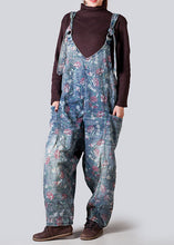 Load image into Gallery viewer, French Blue Patchwork Print Denim Jumpsuit Spring