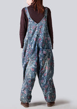 Load image into Gallery viewer, French Blue Patchwork Print Denim Jumpsuit Spring