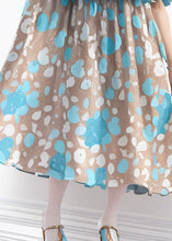 Load image into Gallery viewer, French Blue Ruffled Print Cotton Long Dresses Short Sleeve