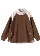 Load image into Gallery viewer, French Chocolate Nail Bead Patchwork Cotton Sweatshirts Top Spring