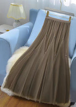 Load image into Gallery viewer, French Coffee Wrinkled Elastic Waist Tulle Skirts Spring