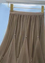 Load image into Gallery viewer, French Coffee Wrinkled Elastic Waist Tulle Skirts Spring