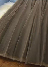 Load image into Gallery viewer, French Coffee Wrinkled Elastic Waist Tulle Skirts Spring