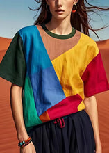 Load image into Gallery viewer, French Colorblock Asymmetrical Patchwork Linen Tank Tops Summer