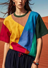 Load image into Gallery viewer, French Colorblock Asymmetrical Patchwork Linen Tank Tops Summer