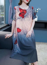 Load image into Gallery viewer, French Colorblock O Neck Print Patchwork Chiffon Dresses Summer