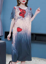 Load image into Gallery viewer, French Colorblock O Neck Print Patchwork Chiffon Dresses Summer