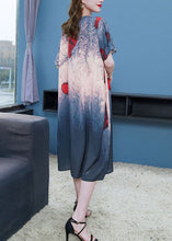 Load image into Gallery viewer, French Colorblock O Neck Print Patchwork Chiffon Dresses Summer