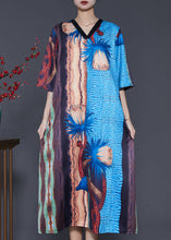 Load image into Gallery viewer, French Colorblock V Neck Print Silk Party Dress Summer