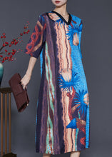 Load image into Gallery viewer, French Colorblock V Neck Print Silk Party Dress Summer