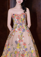 Load image into Gallery viewer, French Embroidered Strapless Tulle Dresses