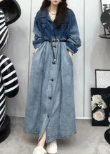 Load image into Gallery viewer, French Gradient Color Button Pockets Denim Shirts Dresses Long Sleeve