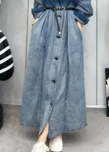 Load image into Gallery viewer, French Gradient Color Button Pockets Denim Shirts Dresses Long Sleeve