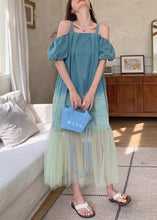 Load image into Gallery viewer, French Gradient Color Tulle Patchwork Long Dresses Summer