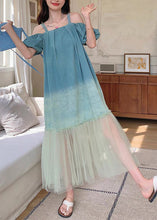 Load image into Gallery viewer, French Gradient Color Tulle Patchwork Long Dresses Summer