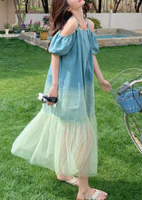 Load image into Gallery viewer, French Gradient Color Tulle Patchwork Long Dresses Summer