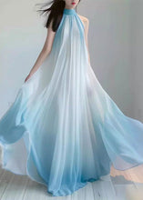 Load image into Gallery viewer, French Gradient Color Wrinkled Chiffon Long Dress Sleeveless