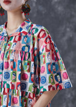 Load image into Gallery viewer, French Graffiti Print Oversized Wrinkled Cotton Blouses Summer