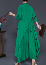 Load image into Gallery viewer, French Green Asymmetrical Patchwork Cotton Ankle Dress Spring