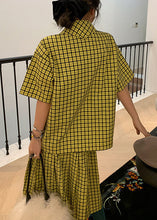 Load image into Gallery viewer, French Green Plaid Tops And Skirts Cotton Two Pieces Set Summer