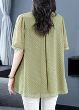 Load image into Gallery viewer, French Green V Neck Lace Up Chiffon Shirt Summer