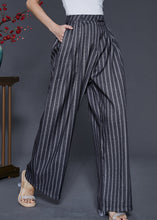 Load image into Gallery viewer, French Grey Oversized Striped Linen Straight Pants Spring