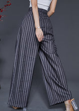 Load image into Gallery viewer, French Grey Oversized Striped Linen Straight Pants Spring