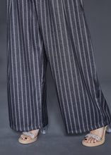 Load image into Gallery viewer, French Grey Oversized Striped Linen Straight Pants Spring