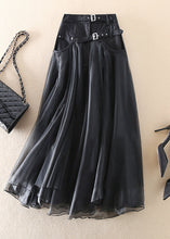 Load image into Gallery viewer, French Grey fashion Patchwork Tulle Skirts Spring