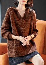 Load image into Gallery viewer, French Khaki Hooded Chunky Oversized Wool Knit Sweater Tops Winter