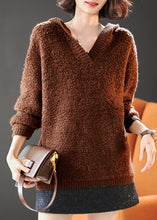 Load image into Gallery viewer, French Khaki Hooded Chunky Oversized Wool Knit Sweater Tops Winter