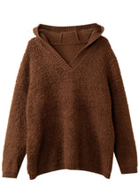 Load image into Gallery viewer, French Khaki Hooded Chunky Oversized Wool Knit Sweater Tops Winter