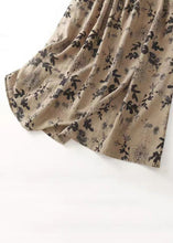 Load image into Gallery viewer, French Khaki O Neck Print Tie Waist Cotton Long Dresses Sleeveless