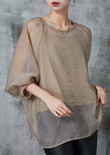 Load image into Gallery viewer, French Khaki Oversized Chiffon UPF 50+ Top Two Piece Set Summer