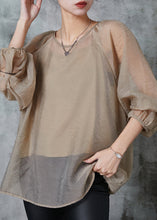 Load image into Gallery viewer, French Khaki Oversized Chiffon UPF 50+ Top Two Piece Set Summer