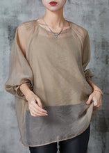 Load image into Gallery viewer, French Khaki Oversized Chiffon UPF 50+ Top Two Piece Set Summer