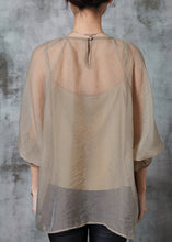 Load image into Gallery viewer, French Khaki Oversized Chiffon UPF 50+ Top Two Piece Set Summer