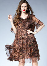 Load image into Gallery viewer, French Leopard Ruffled Patchwork Chiffon Mid Dress Summer