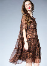 Load image into Gallery viewer, French Leopard Ruffled Patchwork Chiffon Mid Dress Summer