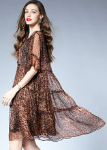 Load image into Gallery viewer, French Leopard Ruffled Patchwork Chiffon Mid Dress Summer