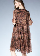 Load image into Gallery viewer, French Leopard Ruffled Patchwork Chiffon Mid Dress Summer