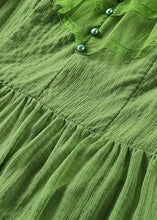 Load image into Gallery viewer, French Light Green V Neck Ruffled Patchwork Silk Dresses Summer