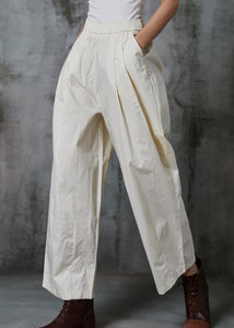 French Milk White Oversized Cotton Harem Pants Trousers Summer