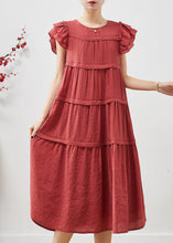 Load image into Gallery viewer, French Mulberry Layered Cotton Long Dress Butterfly Sleeve